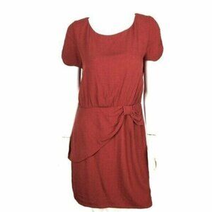 Galeries Lafayette Dress 42 Red Short Sleeve Chic French Minimal